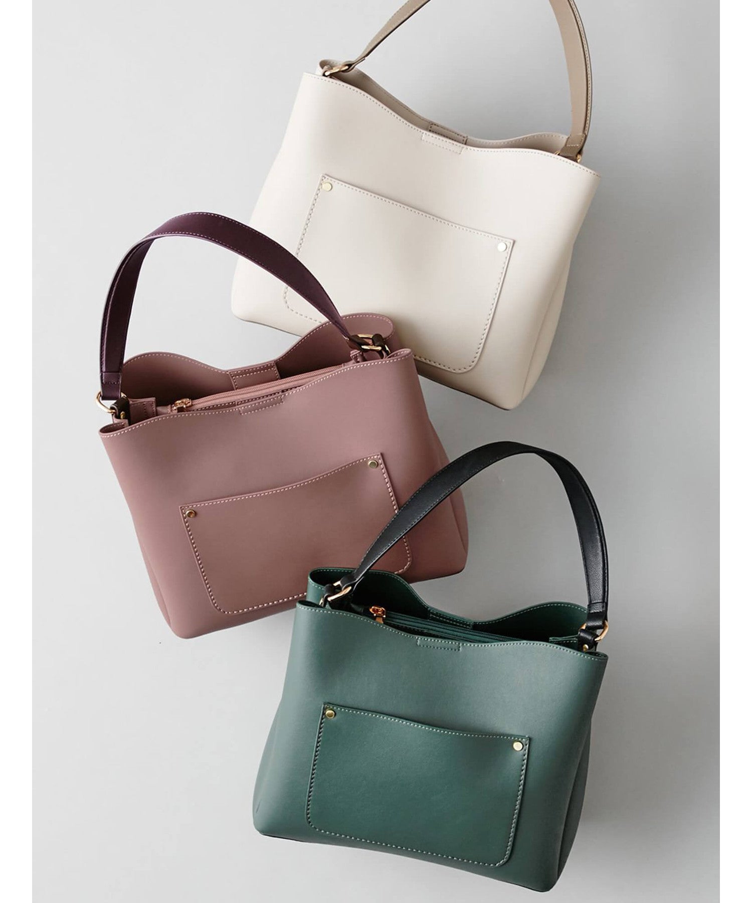 「バイカラーワンショルダーバッグ」全3色　¥7,996＋税　※10月4日までの5周年セール期間中は20%オフで￥6,396＋税