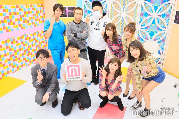 (前列左から)スーパーマラドーナ、松嶋えいみ(後列左から)しゅんしゅんクリニックP、河本準一、久保田かずのぶ、星島沙也加、金山睦、金子智美(C)モデルプレス