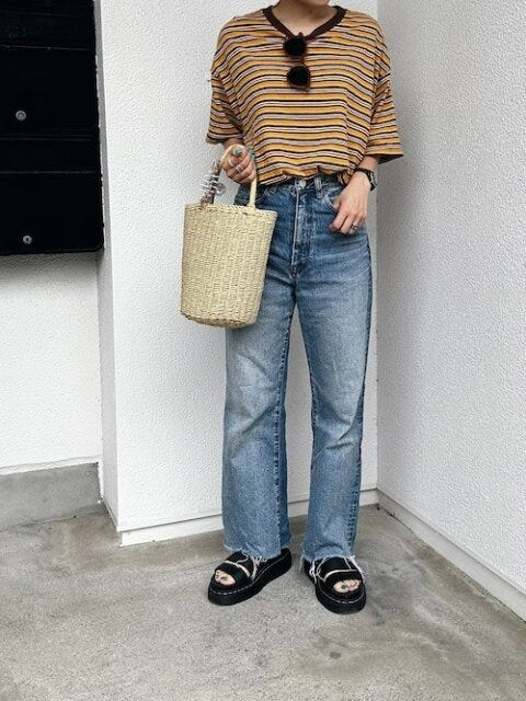 デニム　コーデ　夏