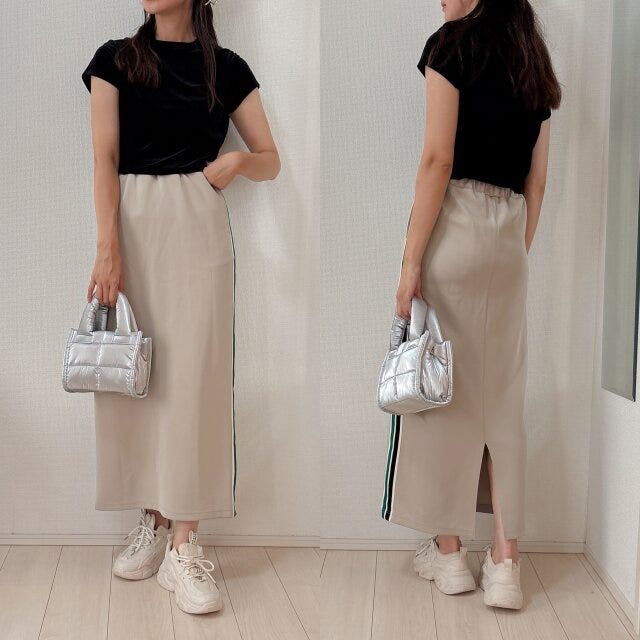 ラインスカートも上品にまとまる ラインスカートも上品にまとまる