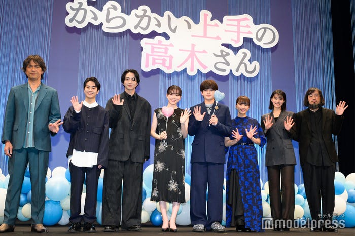 (左から)江口洋介、前田旺志郎、鈴木仁、永野芽郁、高橋文哉、平祐奈、志田彩良、今泉力哉監督(C)モデルプレス