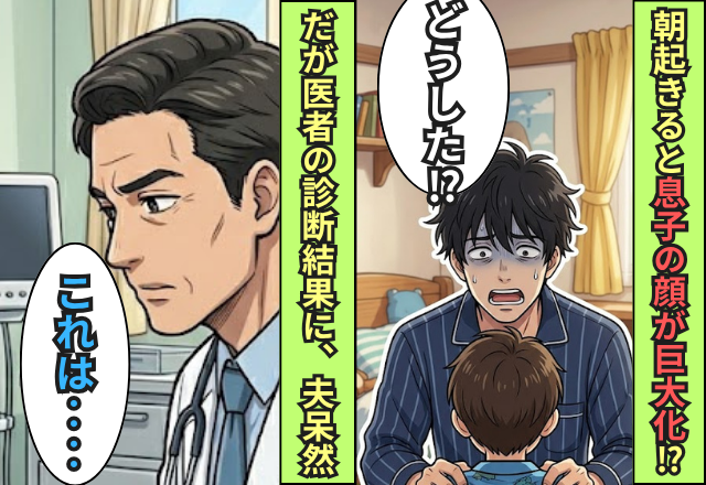 朝起きるとナゼか顔が巨大化している息子！だが医者「これは…」予想外の診断結果に…夫「え？」