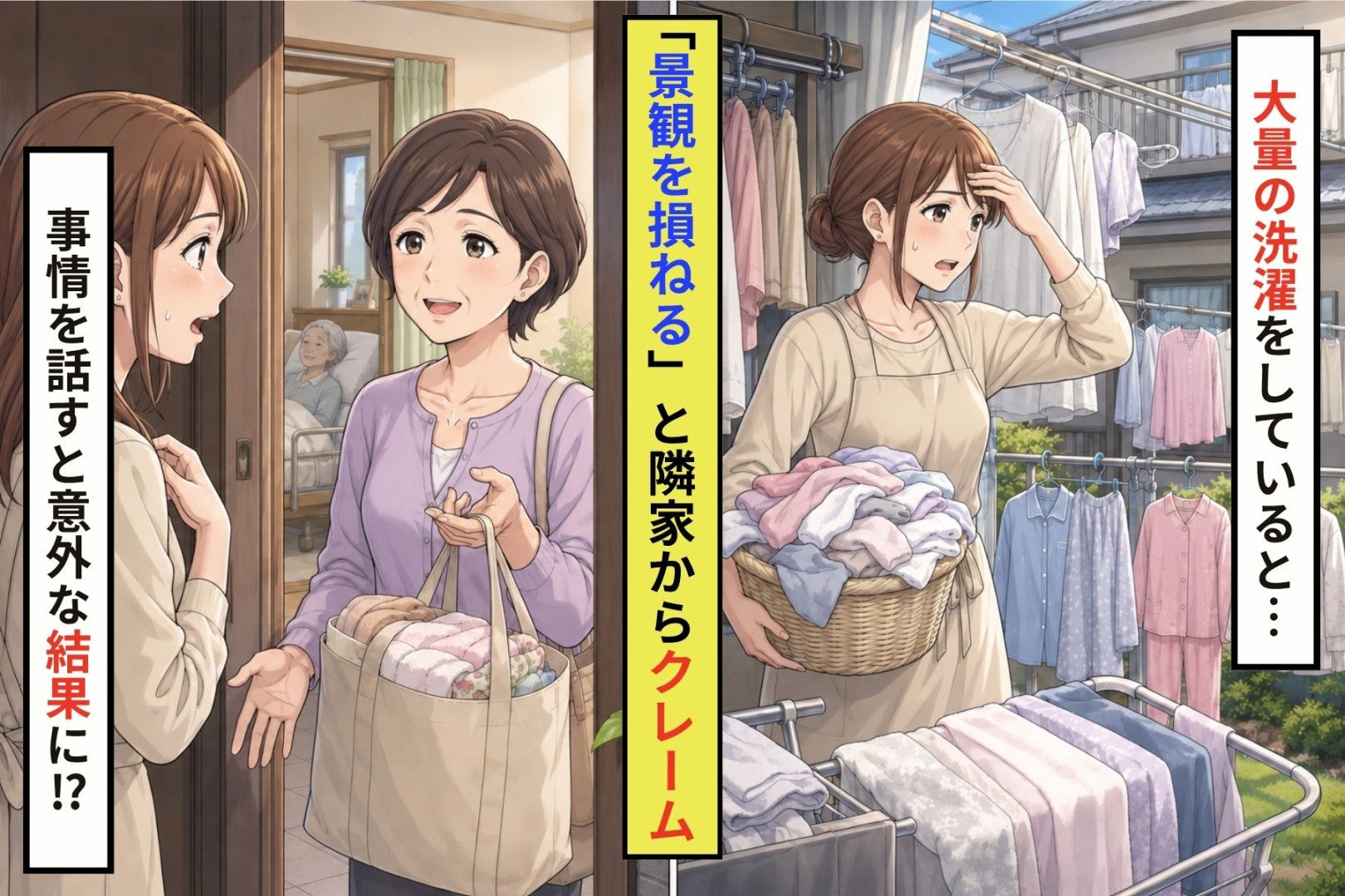 「景観を損ねる」と苦情を受けた我が家→洗濯物が急に増えた事情を、誰にも言えずにいた話