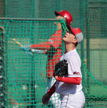 広島・岡本 小園のバット真っ二つ！ ライブBP初登板で最速147キロ「去年より力強くなっていると思った」2年目の進化