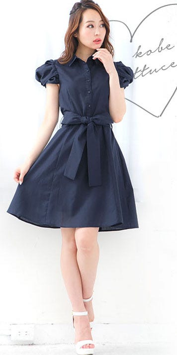 2wayウエストリボン☆ねじりデザイン袖シャツフレアワンピース「神戸レタス」2990円(税込)/画像提供:神戸レタス