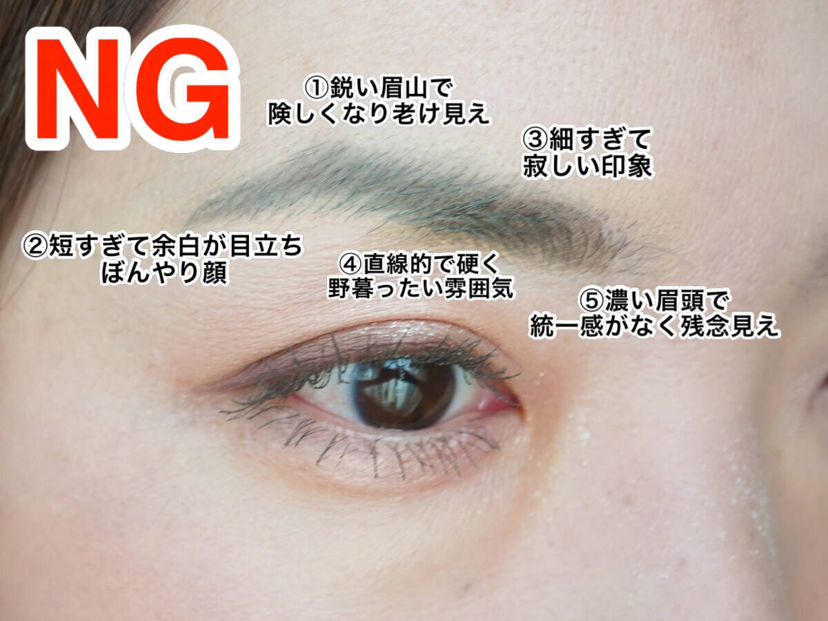 40代のNG眉5つの特徴を指摘した目元アップ写真 40代のNG眉5つの特徴を指摘した目元アップ写真