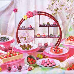 都ホテル京都八条で「いちごとさくら」ブッフェ、ケーキに餡ロールなど華やかな和洋スイーツ