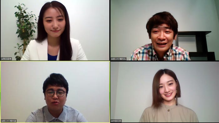 (上段左から)高田里穂、鰻和弘(下段左から)橋本直、中田花奈/イベント中の様子