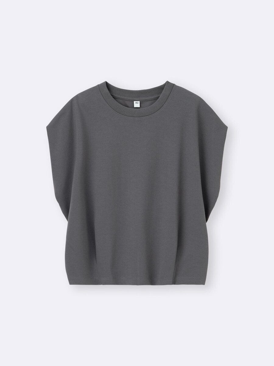 グレーのドライウエストタックTシャツを平置きした様子