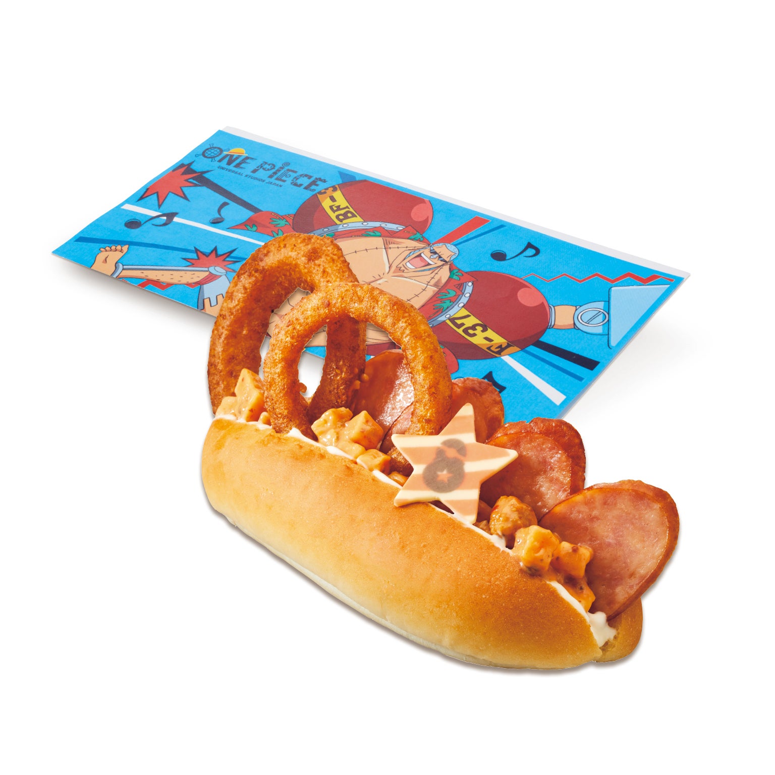 ■フランキーのスーパ～!!!アメリカンホットドッグ◇（■はト音記号、◇は音符マーク）／画像提供：ユニバーサル・スタジオ・ジャパン（C）尾田栄一郎／集英社・フジテレビ・東映アニメーション