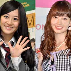 AKB48グループの「うっとり美乳」で1位に輝いた上西恵と、2位の小嶋陽菜（左から）