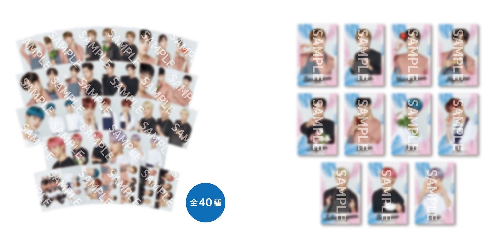 ランダムフォトセット（全40種）600円（税込）、ランダムチェキ風フォトカード（全11種）500円（税込）／画像提供：レッグス