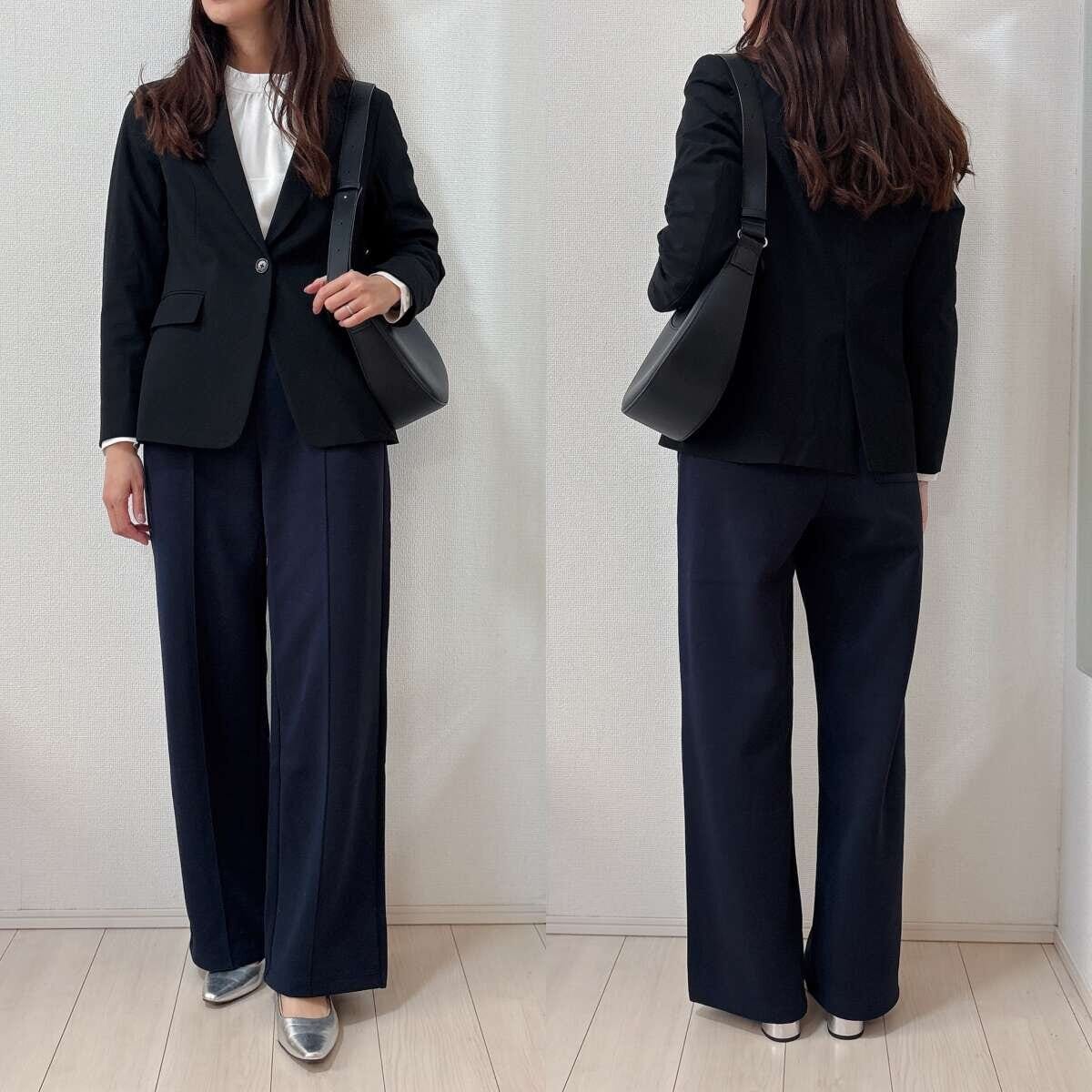 ユニクロスウェットストレートパンツとジャケットコーデ