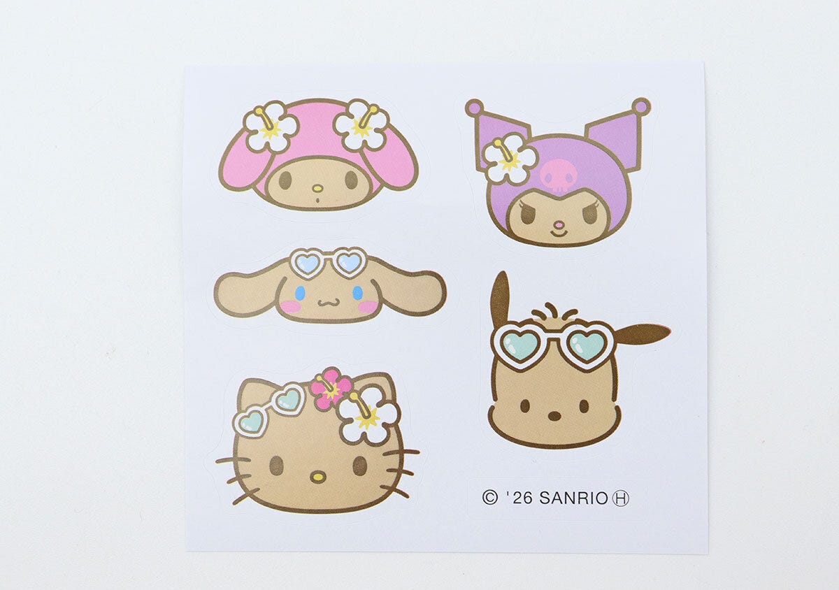 日焼けしたサンリオキャラクターズのステッカー5枚