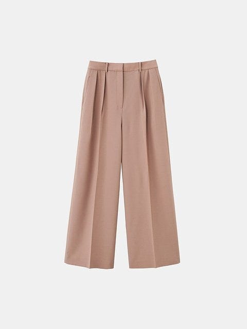 PLST ストレッチツイル2タックワイドフルレングスパンツ PLSTのストレッチツイル2タックワイドフルレングスパンツ