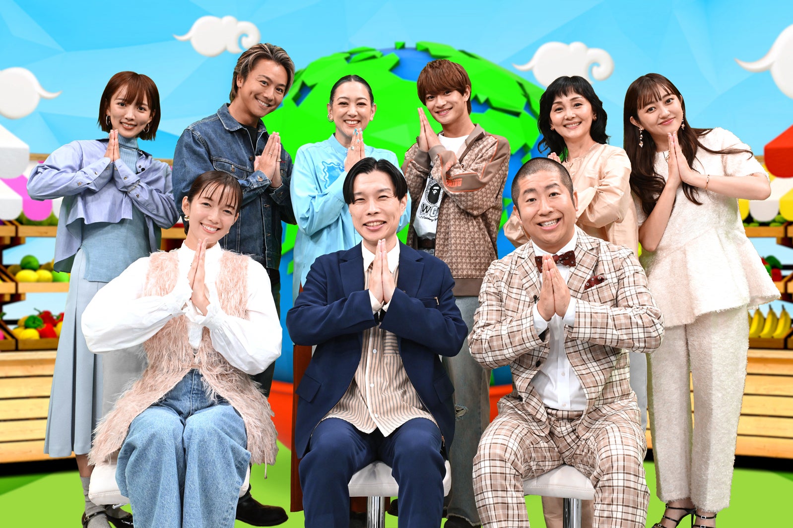 （後列左から）夏菜、EXILE TAKAHIRO、SHELLY、浮所飛貴、南果歩、菊地亜美（前列左から）佐藤栞里、岩井勇気、澤部佑（C）日本テレビ