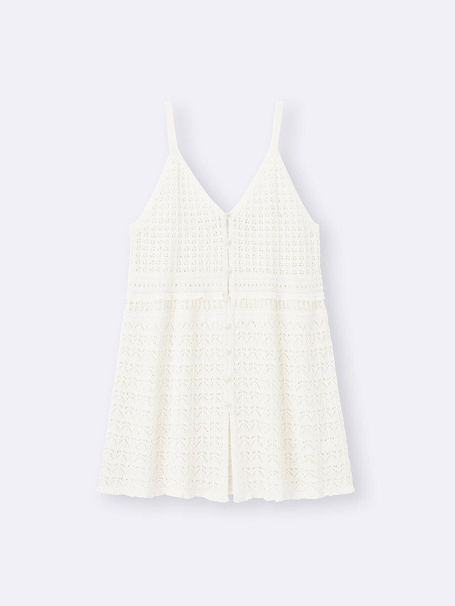 GUの透かし編みニットキャミソールチュニック