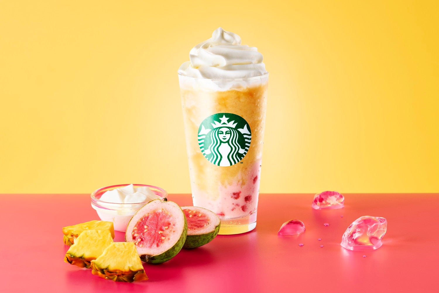 スタバ新作「My フルーツ3 フラペチーノ ゴールデン パイン & グアバ ヨーグルト」全国28の取り扱い店舗に登場