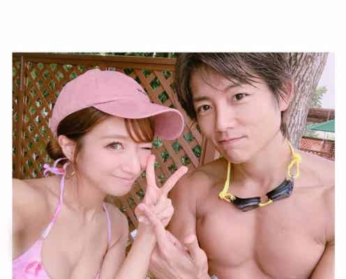 辻希美&杉浦太陽夫妻、水着姿の2ショット公開 プールでハプニング