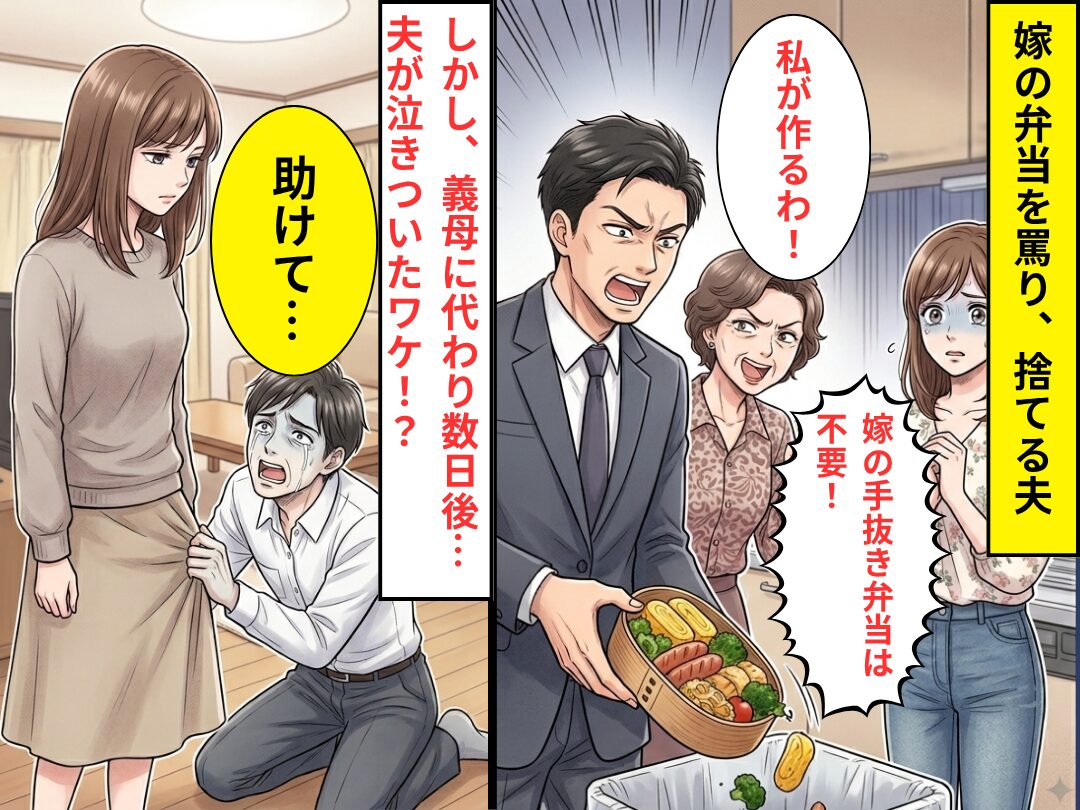 夫「嫁の手抜き弁当は不要！」義母「私が作るわ！」しかし⇒義母に代わり数日後「助けて…」夫がSOSのワケ！？