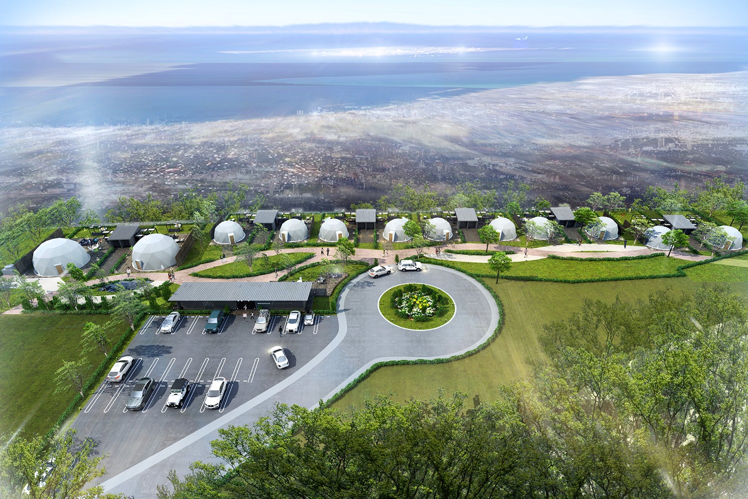 大阪に絶景グランピング「スカイドーム阪南」夜景を一望、ナイトバーやサウナも