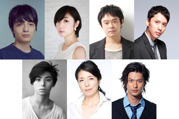 (左上から時計回りに)岡山天音、MEGUMI、尾上寛之、深水元基、速水もこみち、高橋ひとみ、村上虹郎(提供写真)