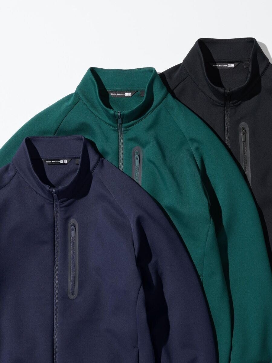 ユニクロのドライストレッチスウェットジャケット3色（ネイビー・グリーン・ブラック）