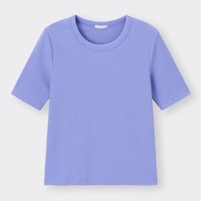 GU　レディース　おすすめ　オススメ　プチプラ　コスパ　高見え　2023　春　990円　トップス　リブT　リブTシャツ　リブ　半袖