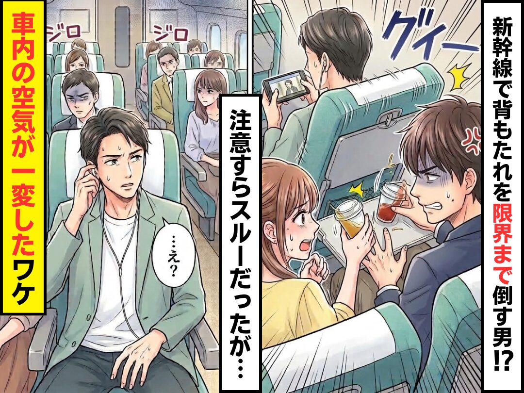 新幹線で背もたれを“限界まで”倒す男！？注意すると「は？」しかし直後⇒車内の空気が一変したワケ
