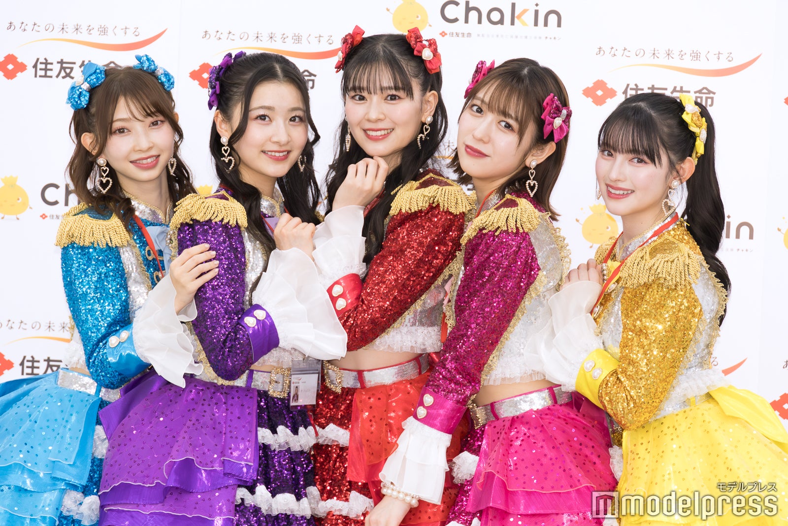 （左から）辻野かなみ、杏ジュリア、坂井仁香、小泉遥香、菅田愛貴（※吉川ひよりは欠席）／超ときめき宣伝部（C）モデルプレス