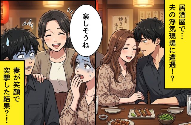 居酒屋で…夫の浮気現場に遭遇した妻！？しかし⇒「なにやら楽しそうね」笑顔で妻が割って入った結果
