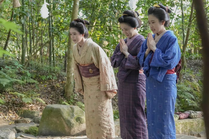 高石あかり、安達木乃、倉沢杏菜「ばけばけ」第5話(C)NHK