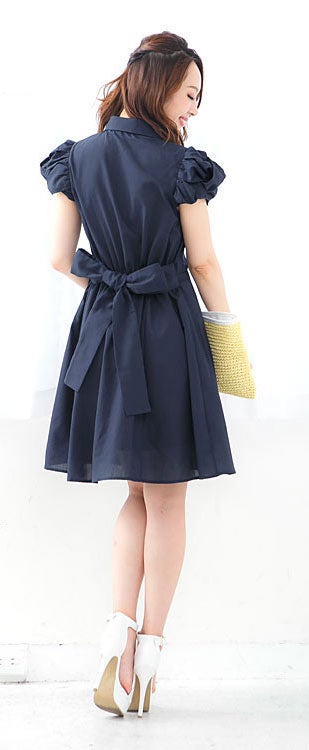 ねじりデザイン袖シャツフレアワンピース「神戸レタス」2990円（税込）