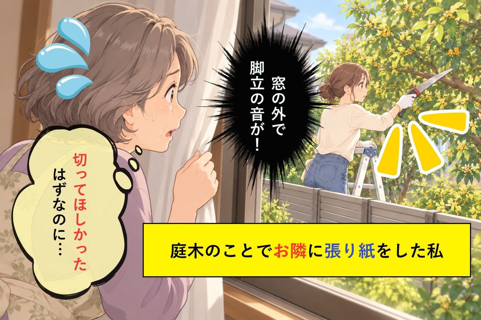 お隣に張り紙をした私が、脚立の音を聞いてフェンスまで走った理由