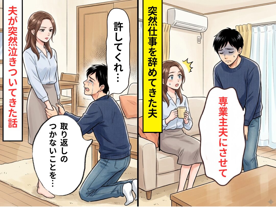 妻の収入に甘え…「専業主夫にさせて」退職した夫。だがあるコトが発覚し⇒「取り返しのつかないことを…」夫が泣きついてきた話