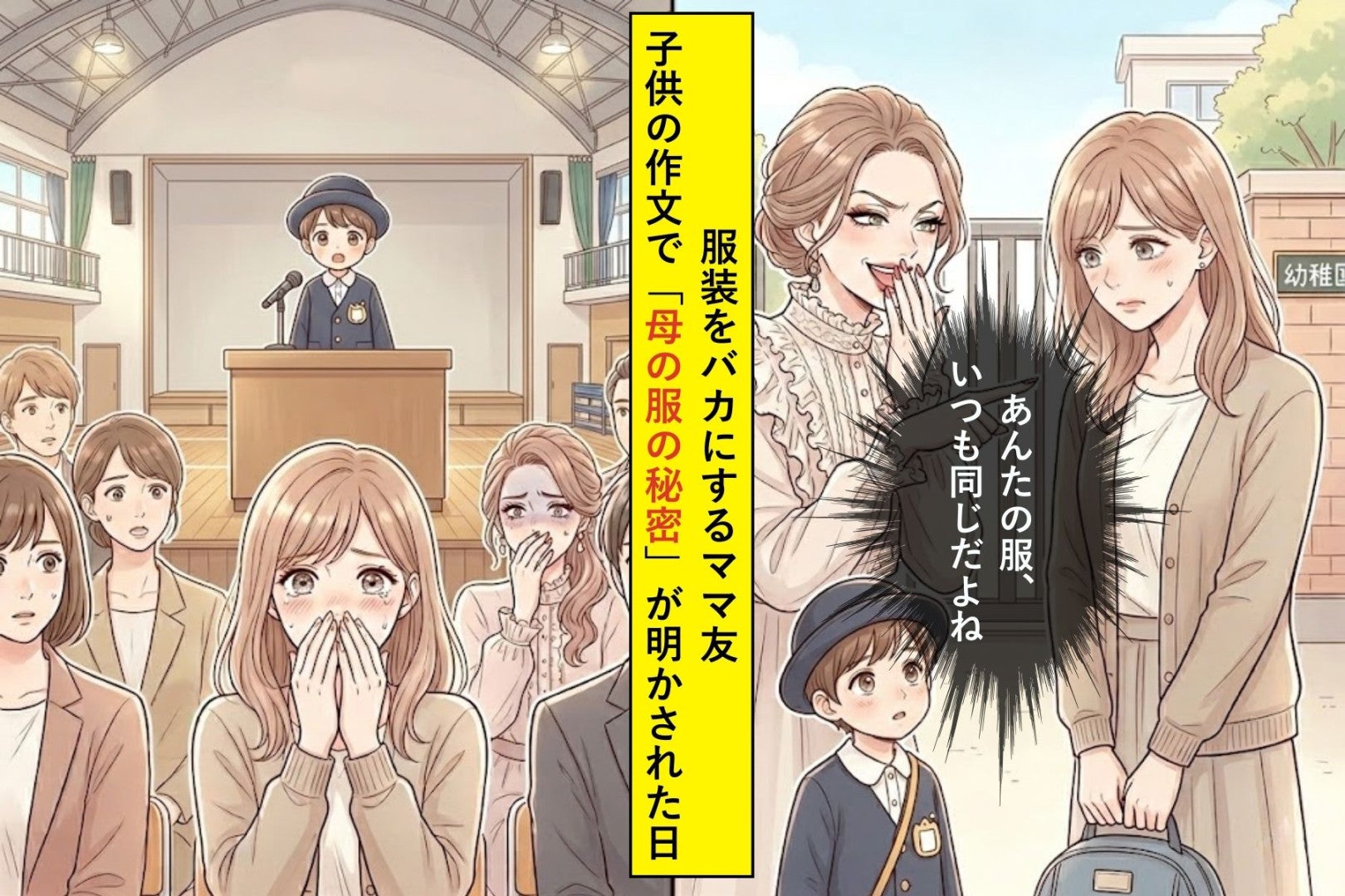 「あんたの服、いつも同じだよね」とバカにするママ友→子供の作文で"母の服の秘密"が明かされた日