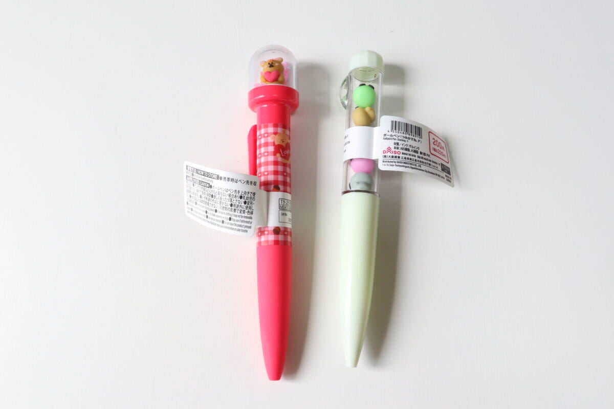 ボールペン（カプセル型、ラブリー）　ボールペン（つみかさね、F）　パッケージ