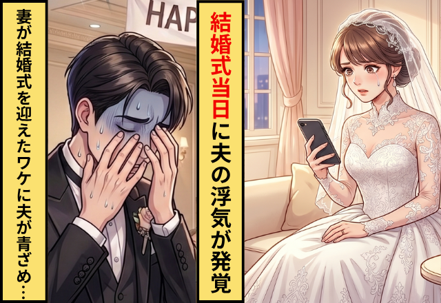 結婚式当日に夫の浮気が発覚！？だが妻が”あえて”結婚式を迎えたワケに⇒夫が青ざめ！？