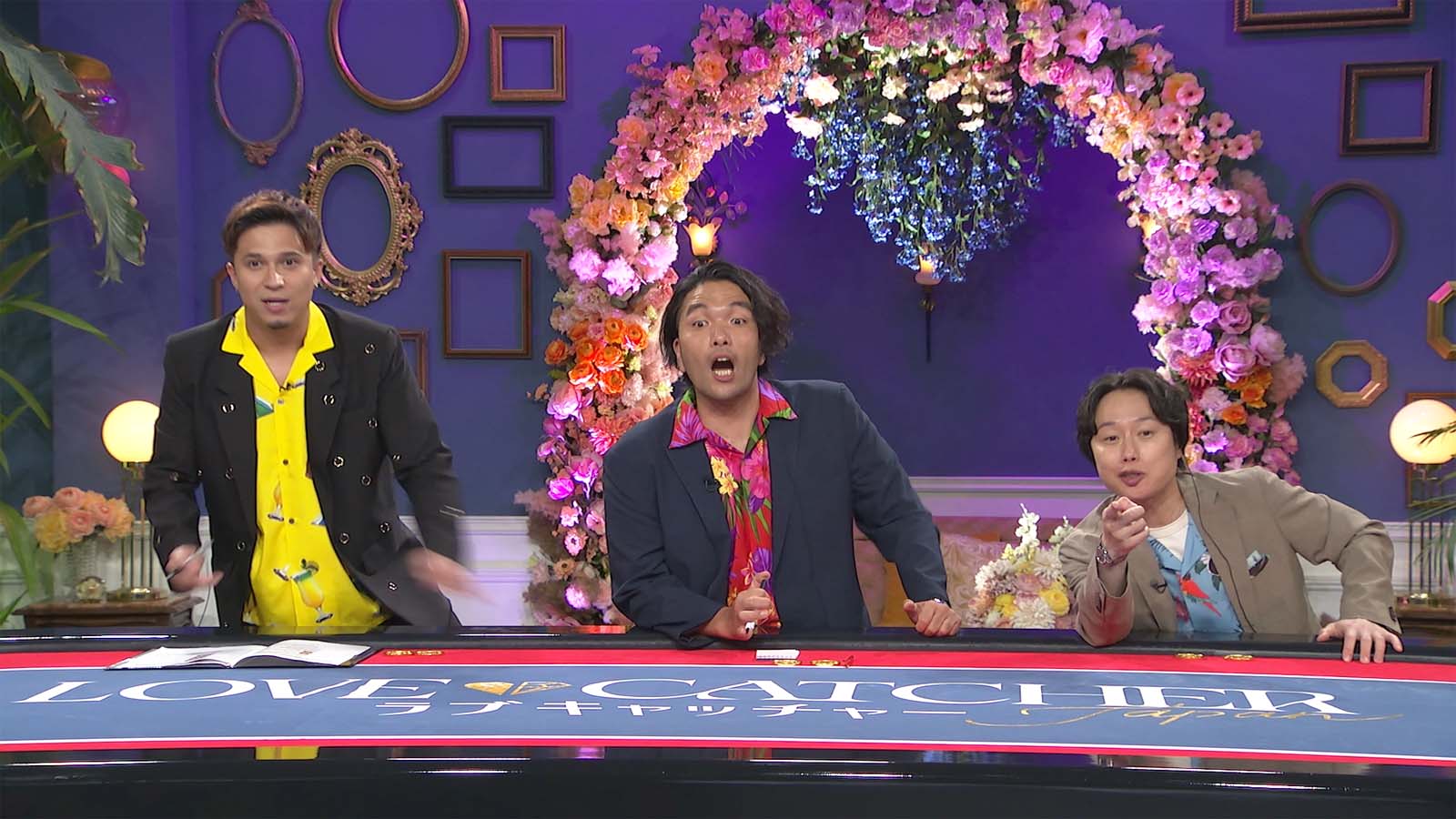 木村昴、盛山晋太郎、リリー「LOVE CATCHER Japan」第2話より（C）CJ ENM CO., LTD. All Rights Reserved（C）AbemaTV,Inc.