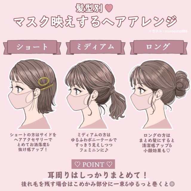 ちょっとの工夫で印象チェンジ ヘアスタイル別 マスク映えアレンジ モデルプレス