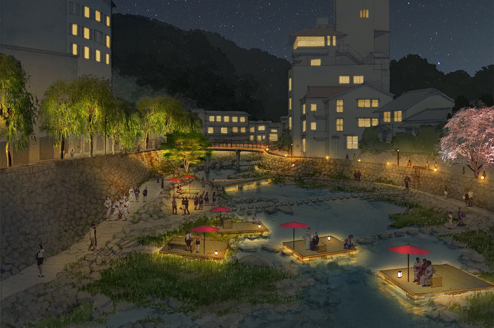 【長門湯本温泉】柳イメージ／画像提供：星野リゾート