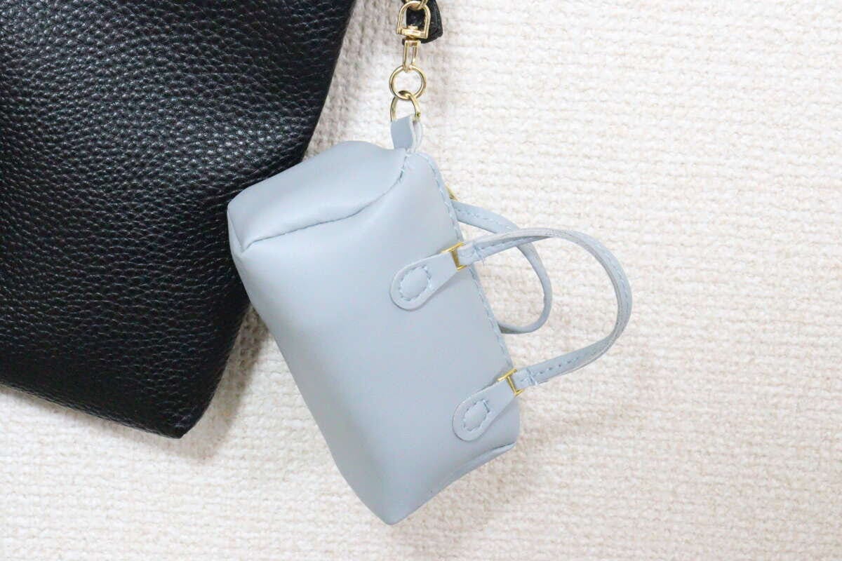 チャーム付エコバッグ、ボストン風、BL（リカちゃん）　持ち運び