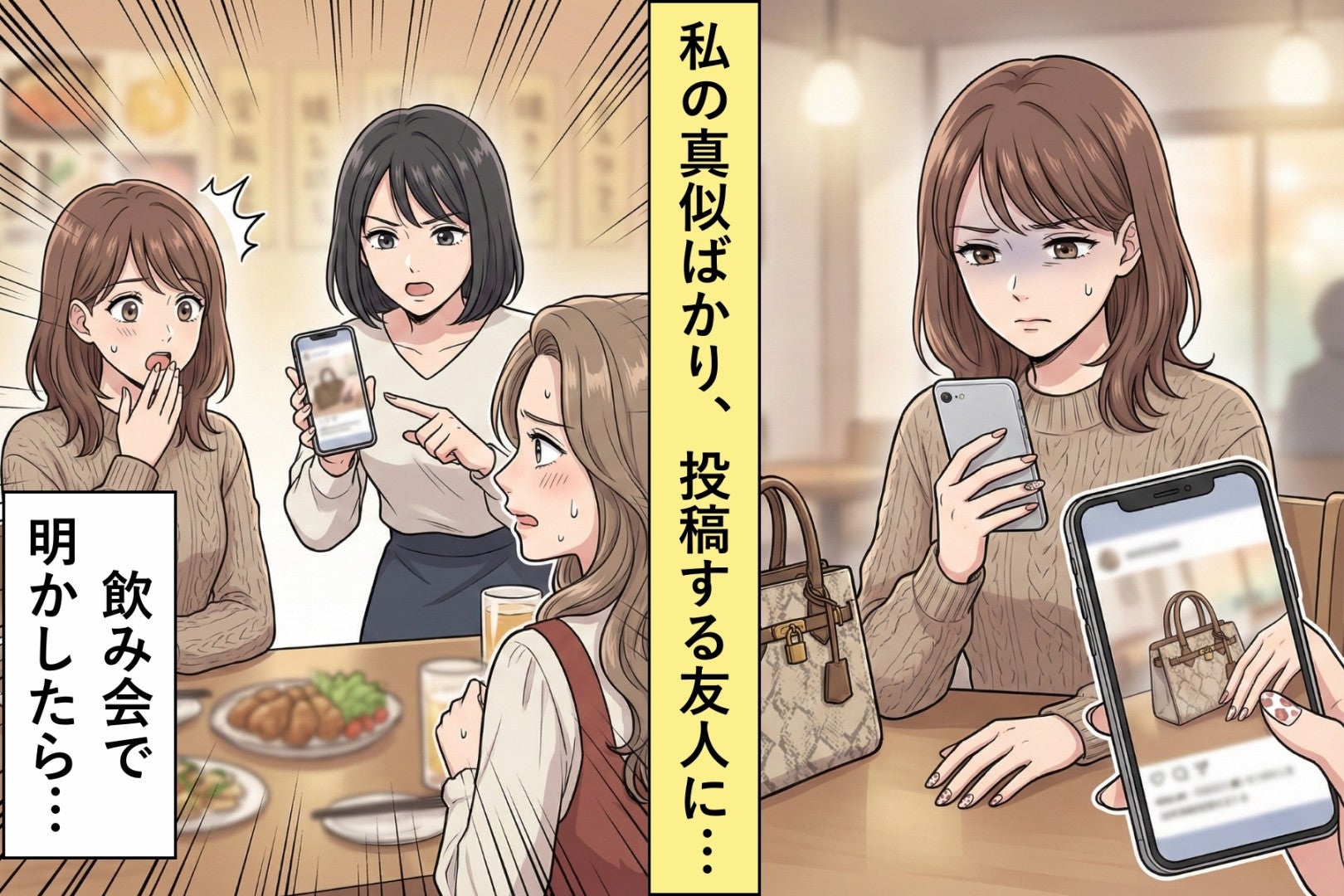 私の持ち物やSNSを真似する友人→気のせいかと思っていたら、飲み会で証明された話