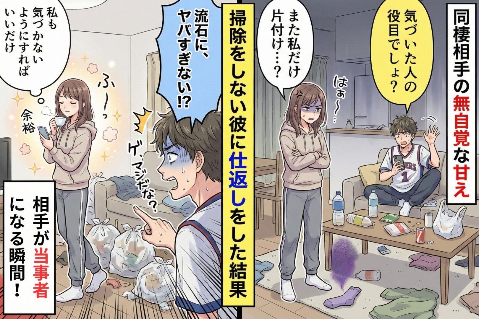 片付けや掃除をほとんどしない彼「気づいた人がやれば？」→気づかないことにした結果