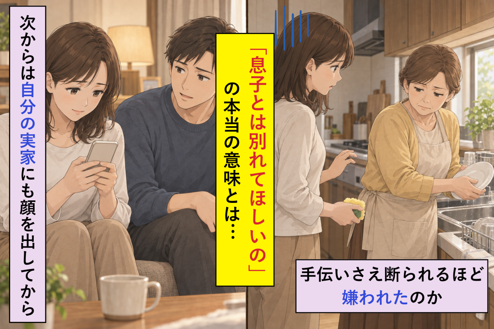 「息子とは別れてほしいの」夫のいない台所で義母が突然そう言った→帰りの車で、夫が口にした思いがけない一言