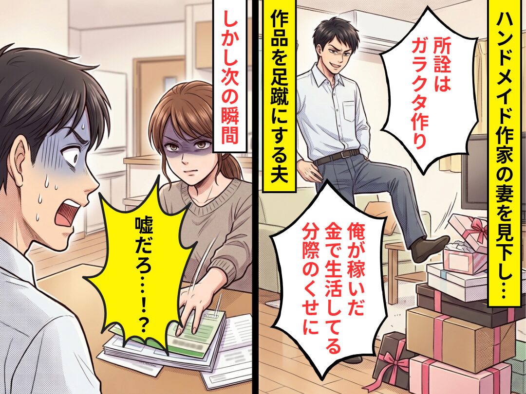 作家の妻を「俺が稼いだ金で生活してる分際」と見下す夫。しかし⇒妻が黙って【置いたモノ】に「嘘だろ…！？」