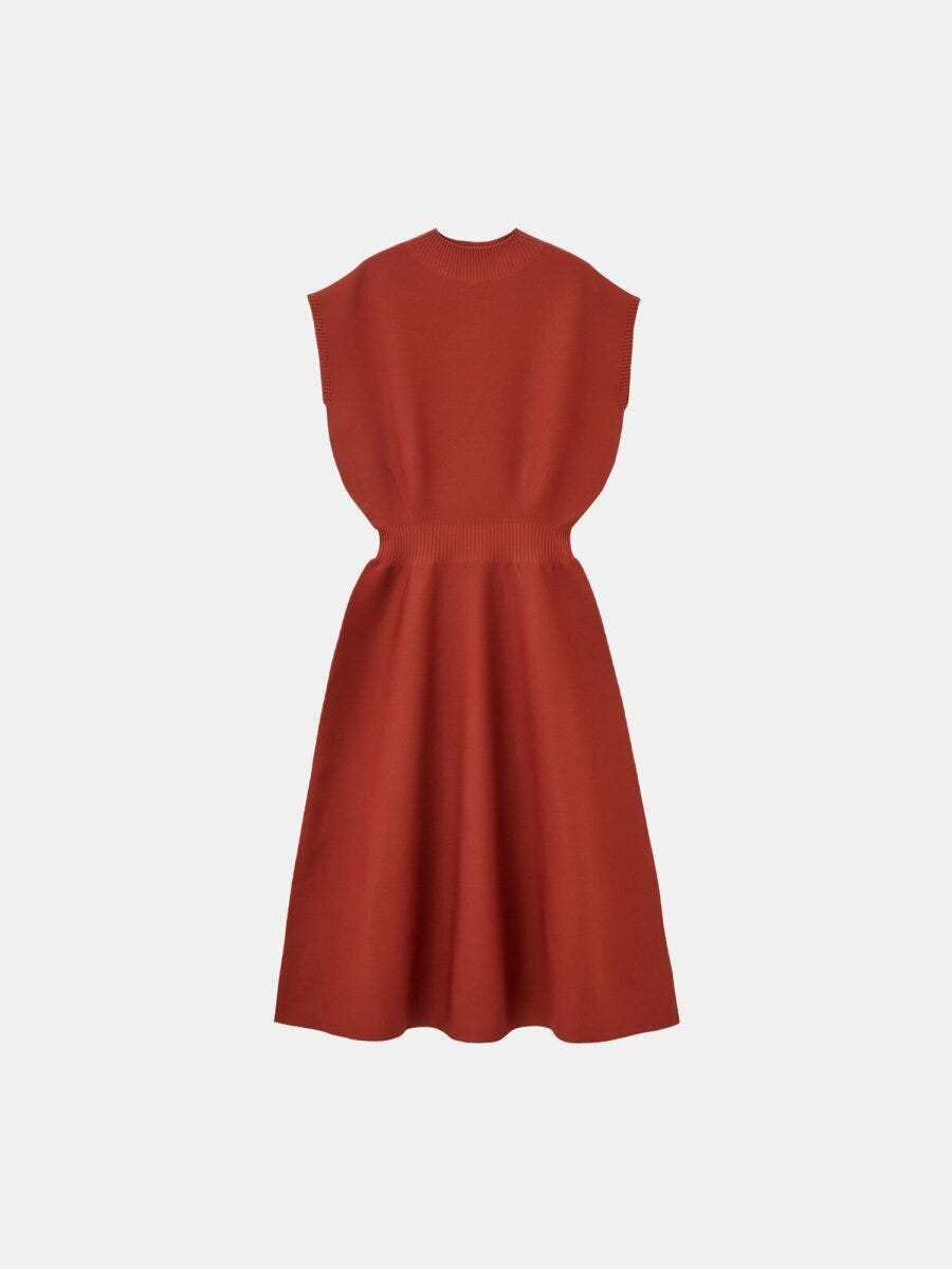 2026plst春大人女性おすすめホールガーメント（R）ボトルネックフレアワンピース