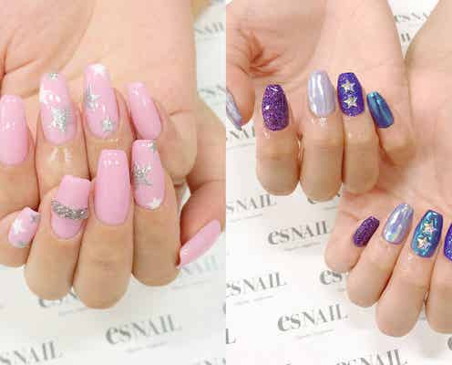 夜空に輝く星を指先にも散りばめて!お目立ちキラキラネイルで視線を独り占め