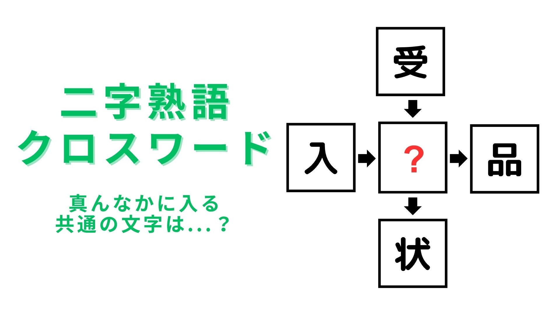 【二字熟語クロスワード】真んなかに入る漢字は？表彰式で見かける漢字！