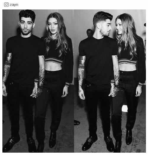 手をつないでロンドン・ファッション・ウィークへ来場/ゼイン・マリクInstagramより